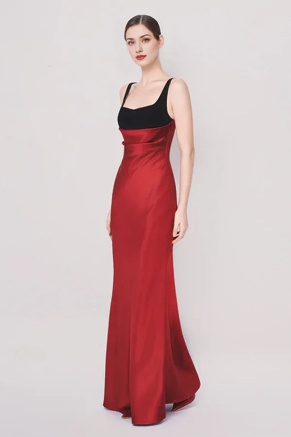 Weitese Dress A-line Back Zipper Satin Floor Length Maxi Dress Sleeveless Elegant Regular Straps Backless Prom Dress